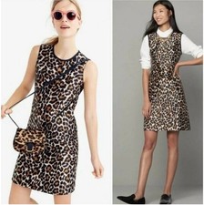 J. Crew A-Line Shift Dress in Leopard Print cheetah faille sleeveless NWT Sz 12