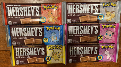  SUPER LIMITED Special Edition Pokemon Hershey's Chocolate Bar 6 lot 