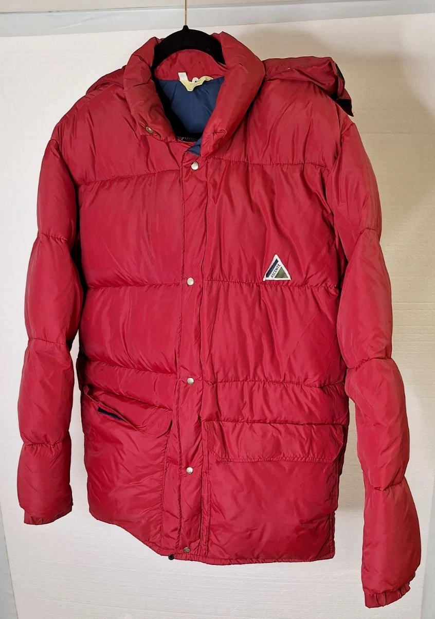 Vintage 70s/80s Ascente Men's Size XL Red Goose Down Puffer Jacket Hooded