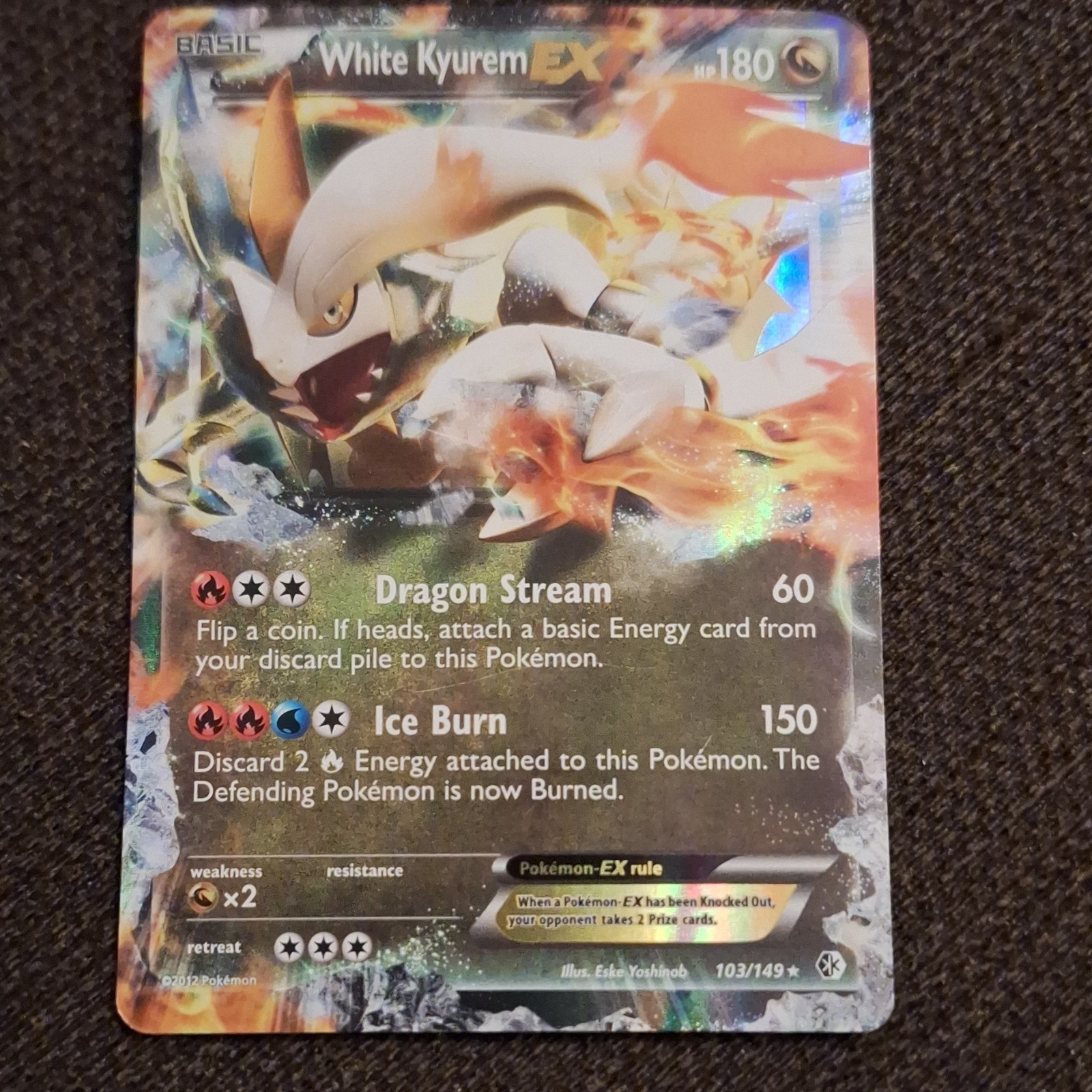 Pokémon TCG White Kyurem EX 103/149 Boundaries Crossed 180HP Holo Rare
