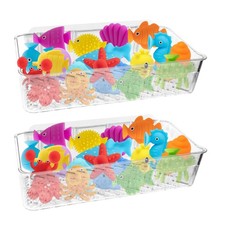 EOREA 2 Pack Bath Toy Storage Holder Bathtub Toy Organizer, Clear Bath Organi...