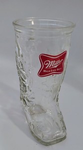 Vintage Miller Beer Glass Boot Mug w/handle, slightly used condition 6" tall