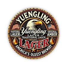 Yuengling Lager Beer Round Aluminum Tin Metal Signs Home Décor 8x8 