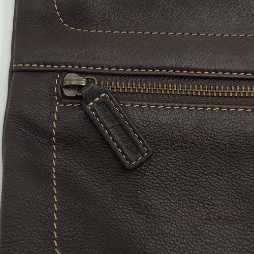 Vintage Levenger Brown Leather Shoulder Strap Messenger Bag Purse Zipper Pockets - Picture 4 of 24