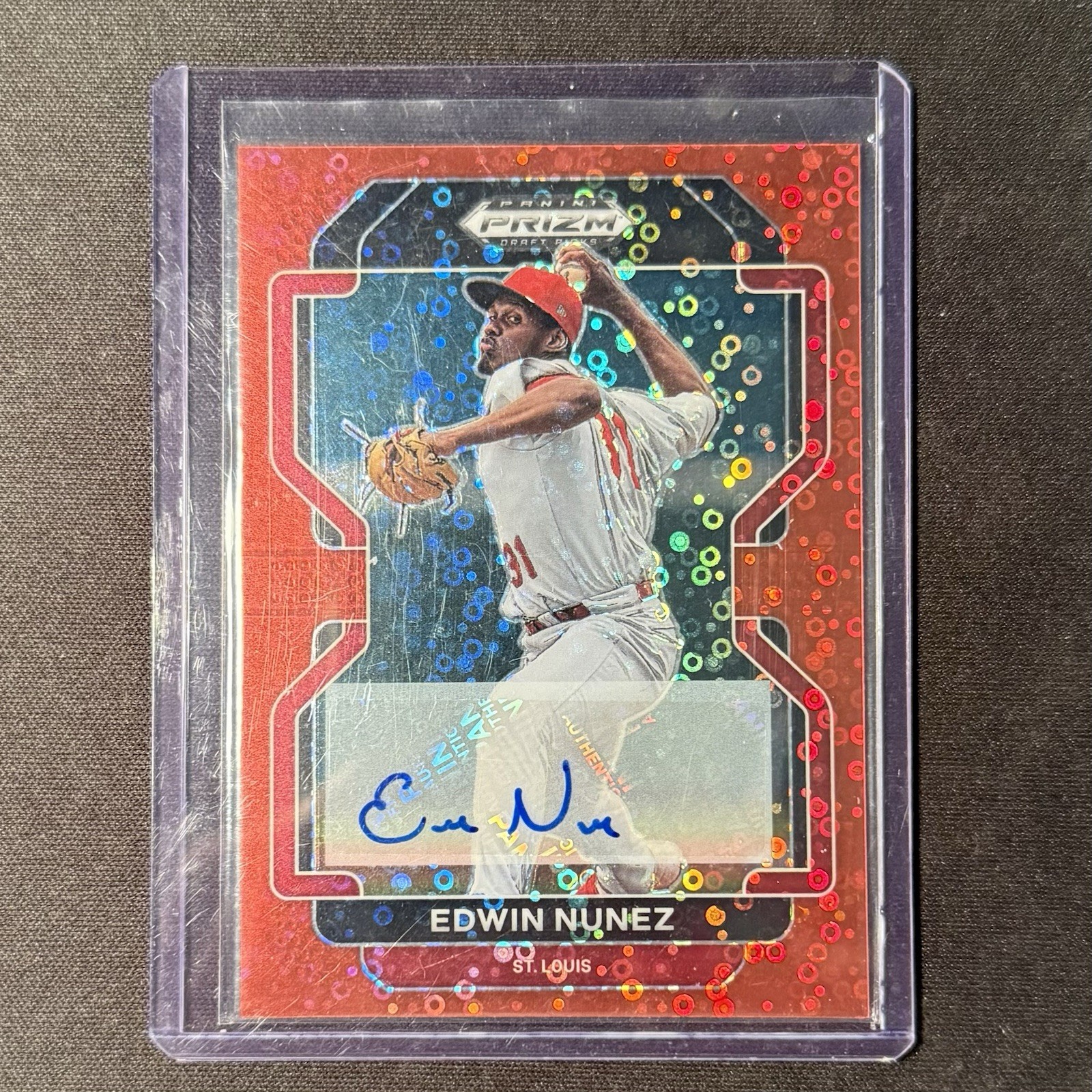 2022 Panini Prizm Draft Picks Edwin Nunez Red Pulsar Auto /99