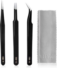 YHYZ 3PCS Anti-Static Stainless Steel Tweezers Set for Electronics Craft Jewelry