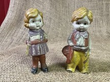 Vintage ~ Cowboy & Cowgirl Bisque Penny Doll Frozen Charlotte Figurines -Japan