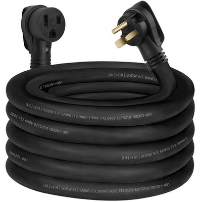 Extension Cord 6 AWG 6/3 SOOW Cord,50 Amp Welding Power 15FT, Black