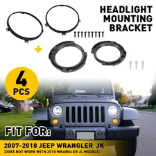 For 2007-2018 Jeep Wrangler JK NEW 4pcs 7" Headlight Mount Bracket Base Ring
