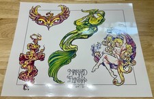 Tattoo Flash - Vintage Marked Flesh - 6 Laminated Color Sheets