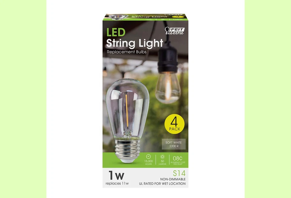 Feit Electric 1W LED Bulb 4-Pack Non-Dimmable Soft White S14 Filament - Image 2 of 4