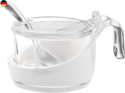Guzzini - Glam/Vintage, Käsedose Marmeladengläser Zuckerdose mit Löffel - Tr