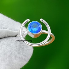 Blue Topaz Gemstone 925 sterling silver handmade Gift Ring US size 5 to 13