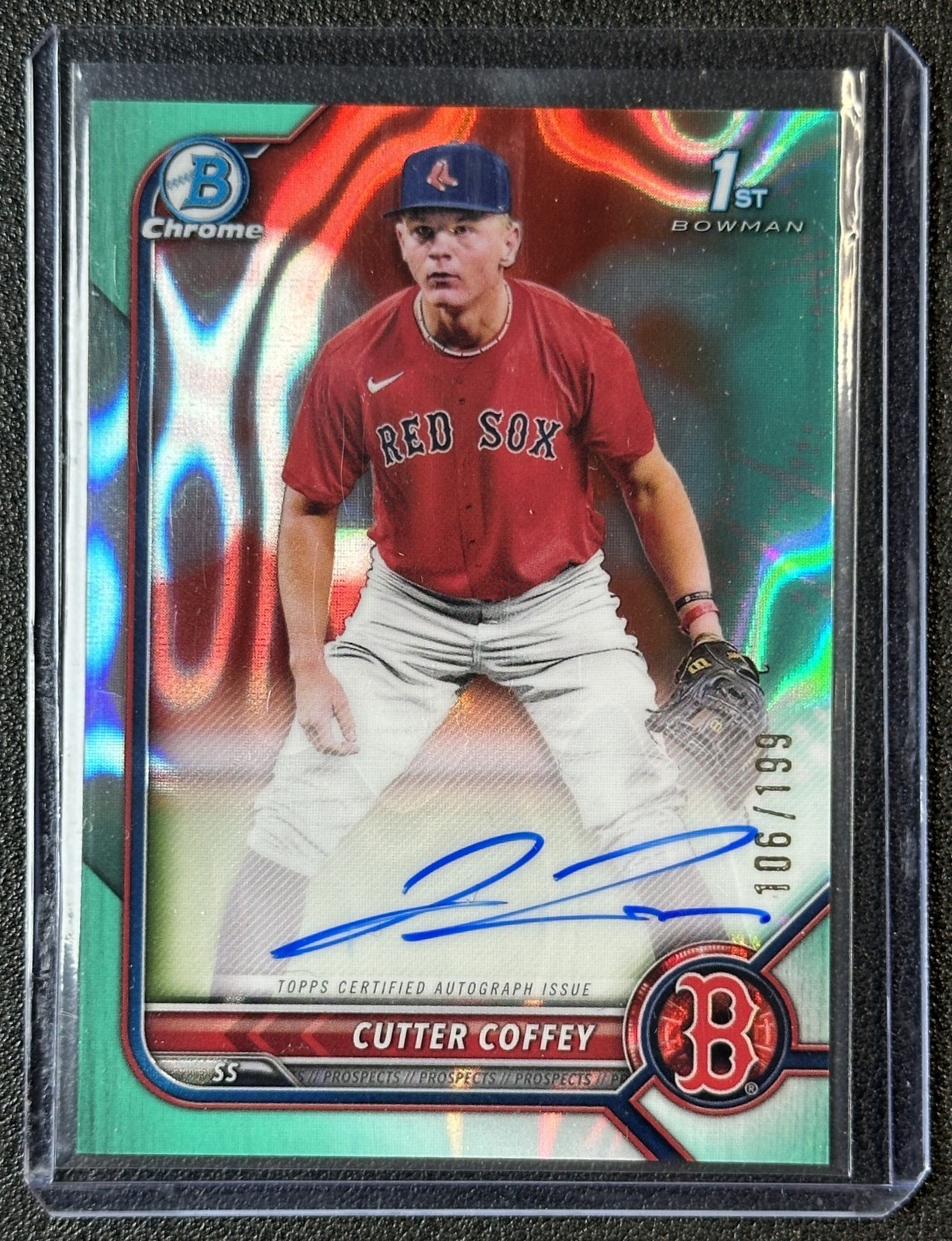 CUTTER COFFEY 2022 BOWMAN DRAFT CHROME 1ST AUTO AQUA LAVA REFRACTOR 106/199