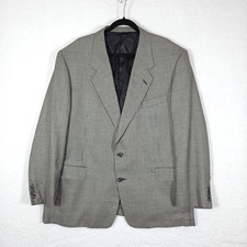 Hickey Freeman Boardroom Sport Coat Men's 48R Gray Houndstooth Silk Wool Blend