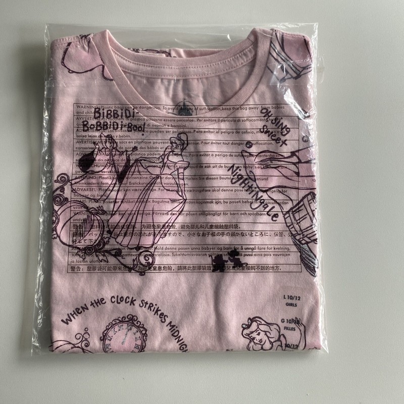 Disney Store Cinderella T-Shirt Size L (10/12) Pink Top Cartoon Princess NWT