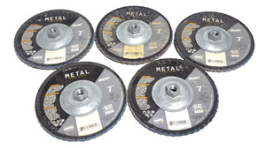 (LOT OF 5)- METAL FLAP DISC MERIT 7" 8600 RPM TYPE T29 GRIT 80 ZIRCONIA