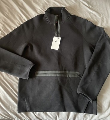NWT $125 Nike Mens Tech Fleece 1/2 Zip Sweatshirt Black Size Medium FB7998-010
