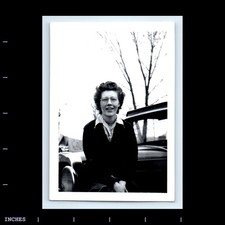 Old Vintage Photo WOMAN WITH GLASSES BY CLASSIC CAR