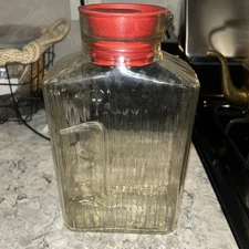 Vintage Anchor Hocking Clear Glass Ribbed Pitcher With Lid