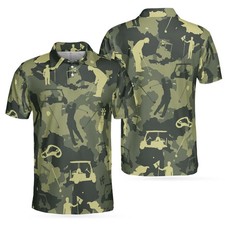 Camouflage Texture Golf Polo Shirt Men's Short