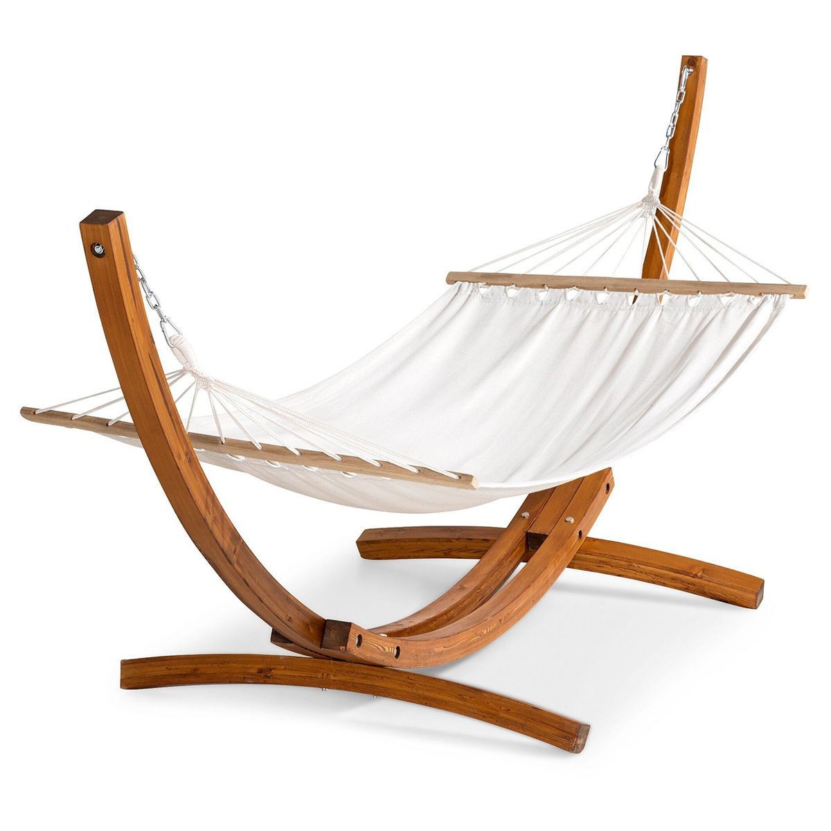Hamac en bois Hedvig 315cm blanc avec support pour jardin