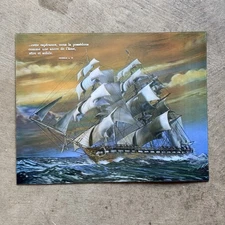 Lenticular 3D Hologram Sailing Tall Clipper Ship Photo - Wonder Co. Japan