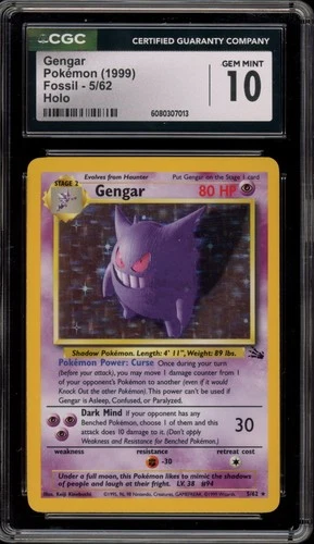 Pokemon Gengar Fossil Unlimited Holo Rare #5 CGC 10 Gem Mint