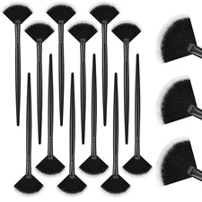 12 Pcs Soft Facial Fan Brush Blush Makeup Face Mask Acid Black 