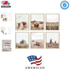 Highland Cow Wall Art   Set of 6 Rustic Farmhouse Decor, Unframed Cow Prints,...