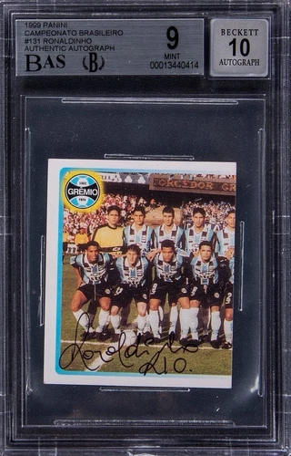 1999 Panini #131 Ronaldinho Gremio Team Campeonato Brasileiro BGS 9/10 AUTO RC