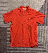 Vintage 1950s Red Hilton Chainstitched Bowling Shirt Arcana Size M Made in USA