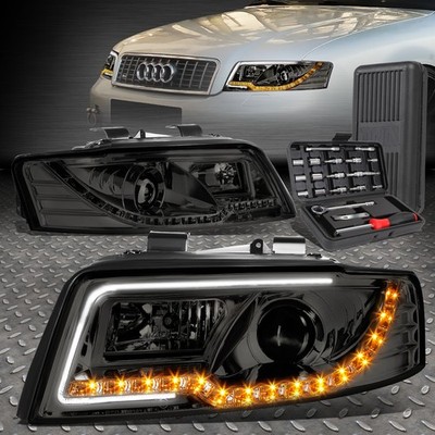 Audi A4 B6 ヘッドライト FOR 02-05 AUDI A4/S4 B6 QUATTRO LED DRL SMOKED PROJECTOR HEADLIGHT
