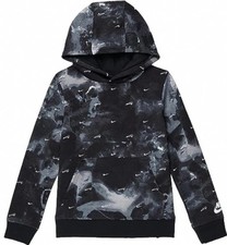 Nike Boys' Sportswear Club Allover Swoosh Logo Print Fleece Hoodie - Size 6