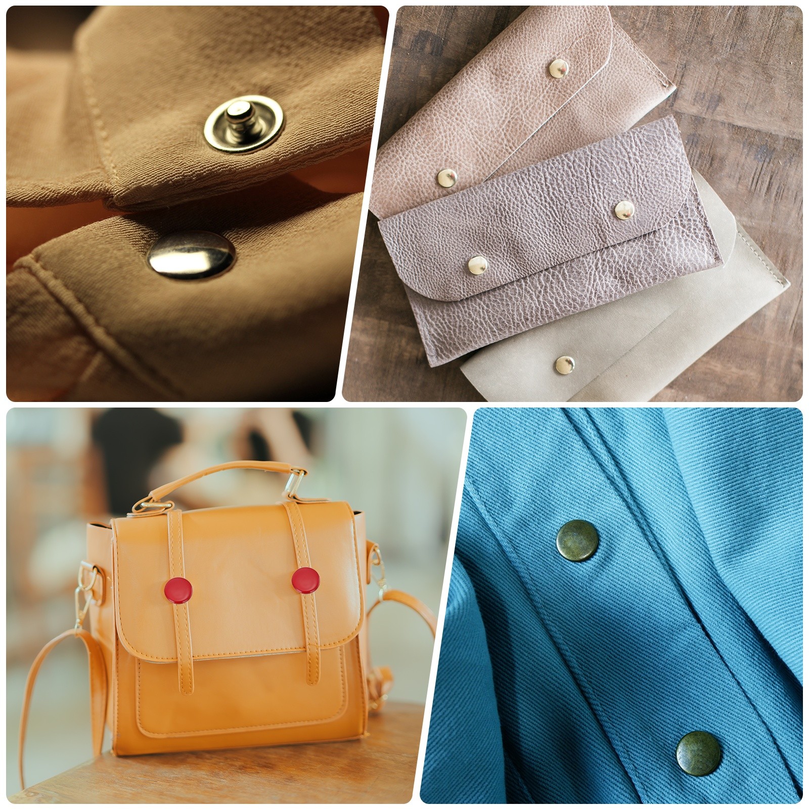 200Set Metal Snap Button Kit 9.5mm Hollow & Solid Prong Snap Button Tool Green