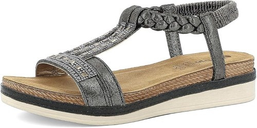 Sandali Donna Eleganti Ciabatte Donna Con Zeppa 7,5 Cm Inblu – Ecopelle, Strass, Plantare Imbottito, Multifascia, Eleganti E Comode Ciabatte Inblu