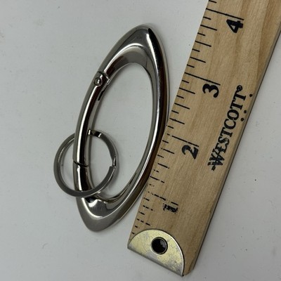 Y2K Oval Carabiner Clip Silver Metal Keychain Key Ring Hiking