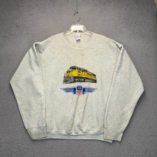 Vintage Union Pacific Sweatshirt Mens 2XL Gray Fruit of the Loom FLAWS