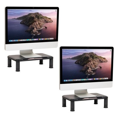 2 PCS Monitor Stand Height Adjustable Laptop Computer Riser Office Black
