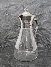 Sheridan Silver and Co. Vintage Glass and Silver-plated Pitcher, Ice Lip, 11 in.