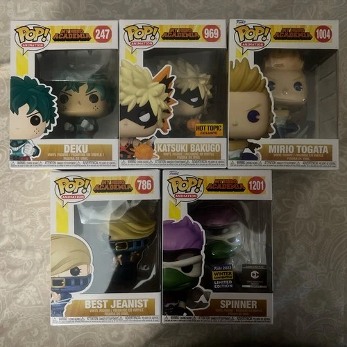 Funko Pop! Vinyl: My Hero Academia Lot Of 5 Deku,Bakugo,Togata,Spinner,Jeanist