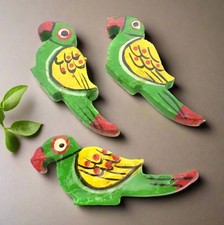 10 Pcs, Wooden Colored Parrot Beads Green