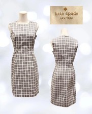 EUC Kate Spade NY Women's Gray Windowpane Sleeveless Sheath Pencil Dress Sz 6