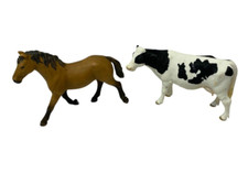 Western Brown Black Horse Schleich PVC AM Limes and Holstein Cow