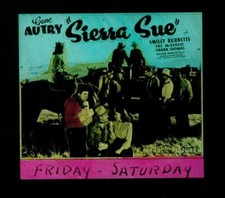Sierra Sue, 1941, diapositive en verre de film, Gene Autry, Smiley Burnette, Fay McKenzie