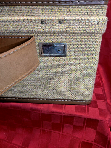 Vintage HARTMANN Tweed/ Leather Make-Up Train Case Original Pouch Mirror/No keys - Picture 16 of 22