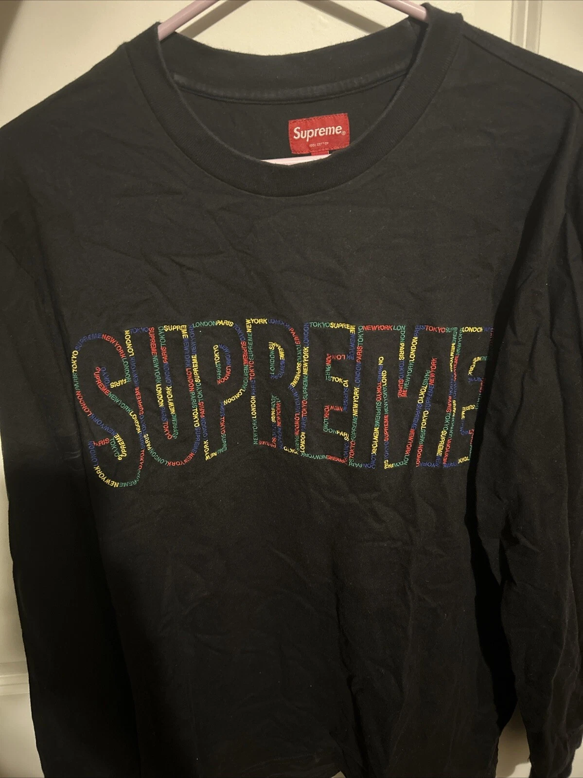 Tee shirt noir Supreme International L/S taille L SS19