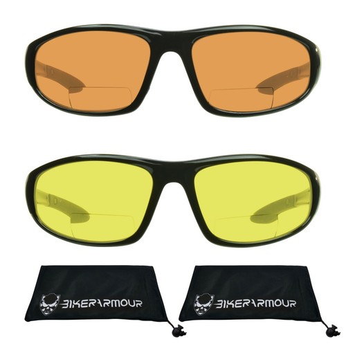 Bifocal Sunglasses Readers Clear Yellow Blue Light Block Safety Sports Wrap Z87 - Picture 19 of 22