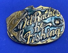 I'd Rather Be Fishing Pewter Vintage 1985 Great American Belt Buckle - Gift 