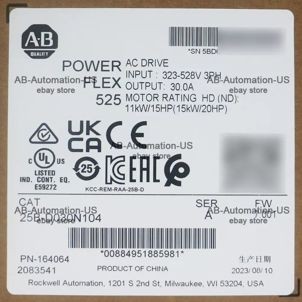 New 25B-D030N104 PowerFlex 525 15kW 20Hp AC Drive 3 Phase